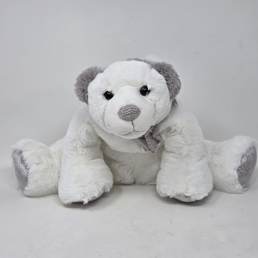 NEW‎ Aurora Polar Paws Bear Earmuffs Scarf White Stuffed Animal Holiday 13' NWT